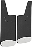 250932 Front, Driver and Passenger Side Mud Flaps, Textured Black Center/Polished Weight, Rubber and Stainless Steel, Textured Series