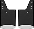 251123 Rear, Driver and Passenger Side Mud Flaps, Textured Black Center/Polished Weight, Rubber and Stainless Steel, Textured Series