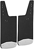 251123 Rear, Driver and Passenger Side Mud Flaps, Textured Black Center/Polished Weight, Rubber and Stainless Steel, Textured Series
