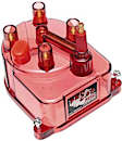 82921 Pro-Cap Series Distributor Cap - Red, fitted with an MSD Power Tower for MSD Blaster Coil