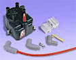 82921 Pro-Cap Series Distributor Cap - Red, fitted with an MSD Power Tower for MSD Blaster Coil