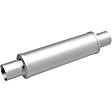 10416 Universal Muffler, Stainless Steel, Satin Body Finish, 4 x 4 in. Round Body Shape, 20 in. Overall Length, Straight-Through Muffler Type