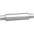 10416 Universal Muffler, Stainless Steel, Satin Body Finish, 4 x 4 in. Round Body Shape, 20 in. Overall Length, Straight-Through Muffler Type