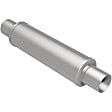 10416 Universal Muffler, Stainless Steel, Satin Body Finish, 4 x 4 in. Round Body Shape, 20 in. Overall Length, Straight-Through Muffler Type