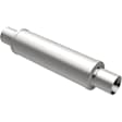 10416 Universal Muffler, Stainless Steel, Satin Body Finish, 4 x 4 in. Round Body Shape, 20 in. Overall Length, Straight-Through Muffler Type