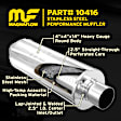 10416 Universal Muffler, Stainless Steel, Satin Body Finish, 4 x 4 in. Round Body Shape, 20 in. Overall Length, Straight-Through Muffler Type