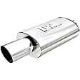14834 Universal Muffler, Stainless Steel, Polished Tip Finish, 5 x 8 in. Oval Body Shape, 23.5 in. Overall Length, Straight-Through Muffler Type