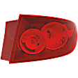 Passenger Side, Outer Tail Light, with Bulb, Halogen, Red Lens, With Standard Type Bumper, Sedan