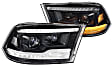 2011 Ram 1500 - Driver and Passenger Side LED Headlight, With bulb(s), Replaces Mopar Part #: 55277409Ad, 55277409Ae, 55277409Af, 55277410Ad, 55277410Ae, 55277410Af, 68001485Ag, 68001484Ag, 68096439Ac, Clear Lens, Black Interior, XB LED Series
