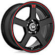MR11656531740 Aluminum Black Wheel, 15 in. X 6.5 in., 5 x 4.5 in. Bolt Pattern