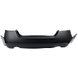 Rear Primed Bumper Cover, Sedan, With Dual Exhaust Holes, Without Parking Aid Sensor Holes