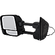 Crew Cab Pickup Driver Side Towing Mirror, Upper - Power Adjust, Lower - Manual Adjust, Heated Upper Glass; Non-Heated Lower Glass, Manual Folding, Chrome, In-housing Signal Light, No Memory