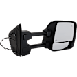 Crew Cab Pickup Passenger Side Towing Mirror, Upper - Power Adjust, Lower - Manual Adjust, Heated Upper Glass; Non-Heated Lower Glass, Manual Folding, Chrome, In-housing Signal Light