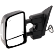 2017-2023 Nissan Titan - Driver Side Towing Mirror, Upper - Power , Lower - Manual Adjust, Heated Upper Glass, Non-Heated Lower Glass, Manual Folding, Textured Black, No Memory, with Blind Spot Detection in Glass