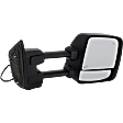 Passenger Side Towing Mirror, Upper - Power , Lower - Manual Adjust, Heated Upper Glass, Non-Heated Lower Glass, Manual Folding, Textured Black, No Memory, with Blind Spot Detection in Glass