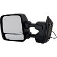 Driver Side Towing Mirror, Upper - Power Adjust, Lower - Manual Adjust, Heated Upper Glass; Non-Heated Lower Glass, Manual Folding, Textured Black, In-housing Signal Light, With Memory