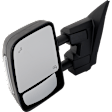 Driver Side Towing Mirror, Upper - Power Adjust, Lower - Manual Adjust, Heated Upper Glass; Non-Heated Lower Glass, Manual Folding, Textured Black, In-housing Signal Light, With Memory