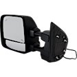 Driver Side Towing Mirror, Upper - Power Adjust, Lower - Manual Adjust, Heated Upper Glass; Non-Heated Lower Glass, Manual Folding, Textured Black, In-housing Signal Light, With Memory