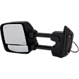 Driver Side Towing Mirror, Upper - Power Adjust, Lower - Manual Adjust, Heated Upper Glass; Non-Heated Lower Glass, Manual Folding, Textured Black, In-housing Signal Light, With Memory