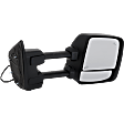 Passenger Side Towing Mirror, Upper - Power Adjust, Lower - Manual Adjust, Heated Upper Glass; Non-Heated Lower Glass, Manual Folding, Textured Black, In-housing Signal Light, With Memory