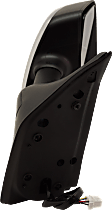 Passenger Side Towing Mirror, Power Adjust, Heated, Manual Folding, Chrome, No Signal Light, Without Memory Recall, No Puddle Light, No Auto-Dimming, With Blind Spot Glass