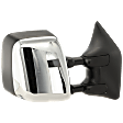 Passenger Side Towing Mirror, For Models With Towing Package, Power, Heated, Chrome, Manual Folding, No Signal Light, With Blind Spot Glass, With Memory, No Puddle Light, No Auto-Dimming
