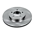 AR8345 Front, Driver or Passenger Side Brake Disc, Natural Finish, Plain Surface, Vented, 5 Lugs, Autospecialty By Powerstop