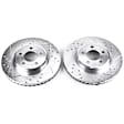2018 Chrysler 300 - Front Brake Disc, Silver zinc-plated, Cross-drilled and Slotted, Vented, 5 Lugs, 320.04 mm, RWD, 3.6L 6Cyl, Evolution Drilled & Slotted Series