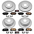 CRK1065 4-Wheel Set Front and Rear Genuine Geomet Coated Rotor and Low-Dust Ceramic Brake Pad Kit, Models Manufactured In USA