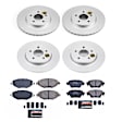 4-Wheel Set Power Stop&reg; CRK1375 Front and Rear Genuine Geomet&reg; Coated Rotor and Low-Dust Ceramic Brake Pad Kit