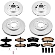 4-Wheel Set Power Stop&reg; CRK1535 Front and Rear Genuine Geomet&reg; Coated Rotor and Low-Dust Ceramic Brake Pad Kit