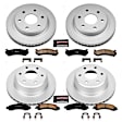 2002 Chevrolet Silverado 1500 - Front and Rear Brake Disc and Pad Kit, Geomet Coated, Plain Surface, 6 Lugs, 305 mm, Ceramic, With Rear Disc, 6 Stud, with 2 Piston Rear Calipers, 4.8L 8Cyl, Z17 Evolution Geomet Coated