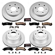 4-Wheel Set Power Stop&reg; CRK2016 Front and Rear Genuine Geomet&reg; Coated Rotor and Low-Dust Ceramic Brake Pad Kit