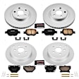 4-Wheel Set Power Stop&reg; CRK2314 Front and Rear Genuine Geomet&reg; Coated Rotor and Low-Dust Ceramic Brake Pad Kit