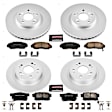 4-Wheel Set Power Stop&reg; CRK2743 Front and Rear Genuine Geomet&reg; Coated Rotor and Low-Dust Ceramic Brake Pad Kit