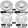 4-Wheel Set Power Stop&reg; CRK2822 Front and Rear Genuine Geomet&reg; Coated Rotor and Low-Dust Ceramic Brake Pad Kit