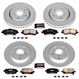 4-Wheel Set Power Stop&reg; CRK4015 Front and Rear Genuine Geomet&reg; Coated Rotor and Low-Dust Ceramic Brake Pad Kit