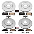 4-Wheel Set Power Stop&reg; CRK4042 Front and Rear Genuine Geomet&reg; Coated Rotor and Low-Dust Ceramic Brake Pad Kit