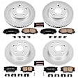 4-Wheel Set Power Stop&reg; CRK4100 Front and Rear Genuine Geomet&reg; Coated Rotor and Low-Dust Ceramic Brake Pad Kit
