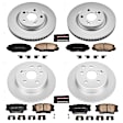 4-Wheel Set Power Stop&reg; CRK4101 Front and Rear Genuine Geomet&reg; Coated Rotor and Low-Dust Ceramic Brake Pad Kit