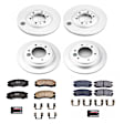 4-Wheel Set Power Stop&reg; CRK4309 Front and Rear Genuine Geomet&reg; Coated Rotor and Low-Dust Ceramic Brake Pad Kit