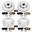 4-Wheel Set Power Stop&reg; CRK4450 Front and Rear Genuine Geomet&reg; Coated Rotor and Low-Dust Ceramic Brake Pad Kit