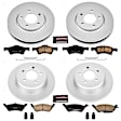 4-Wheel Set Power Stop&reg; CRK4458 Front and Rear Genuine Geomet&reg; Coated Rotor and Low-Dust Ceramic Brake Pad Kit