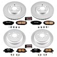 4-Wheel Set Power Stop&reg; CRK4459 Front and Rear Genuine Geomet&reg; Coated Rotor and Low-Dust Ceramic Brake Pad Kit