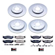 4-Wheel Set Power Stop&reg; CRK4471 Front and Rear Genuine Geomet&reg; Coated Rotor and Low-Dust Ceramic Brake Pad Kit