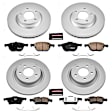4-Wheel Set Power Stop&reg; CRK4494 Front and Rear Genuine Geomet&reg; Coated Rotor and Low-Dust Ceramic Brake Pad Kit