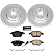 CRK4623 Front Brake Disc and Pad Kit, Geomet Coated, Plain Surface, 5 Lugs, 288 mm, Carbon Fiber Ceramic, Z23 Evolution Sport Geomet Coated