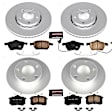 4-Wheel Set Power Stop&reg; CRK529 Front and Rear Genuine Geomet&reg; Coated Rotor and Low-Dust Ceramic Brake Pad Kit