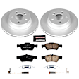 CRK5323 Rear Brake Disc and Pad Kit, Geomet Coated, Plain Surface, 5 Lugs, 300 mm, Carbon Fiber Ceramic, Z23 Evolution Sport Geomet Coated