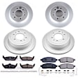 4-Wheel Set Power Stop&reg; CRK5335 Front and Rear Genuine Geomet&reg; Coated Rotor and Low-Dust Ceramic Brake Pad Kit